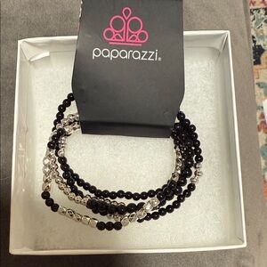 Paparazzi Elegant Black and Silver five bracelets set